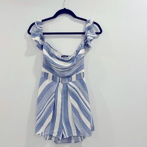Fashion Nova Blue and White Romper